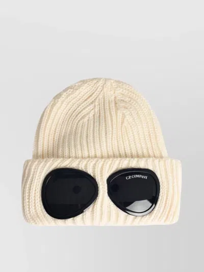 C.p. Company Extra Fine Merino Wool Goggle Beanie In White