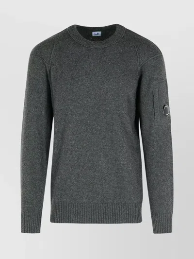 C.p. Company Classic Grey Knit Sweater With Distinctive Lens Detail In Gray