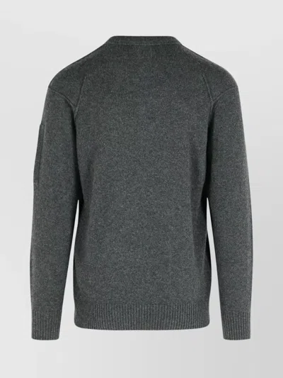 C.p. Company Classic Grey Knit Sweater With Distinctive Lens Detail In Gray