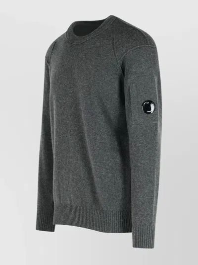 C.p. Company Classic Grey Knit Sweater With Distinctive Lens Detail In Gray