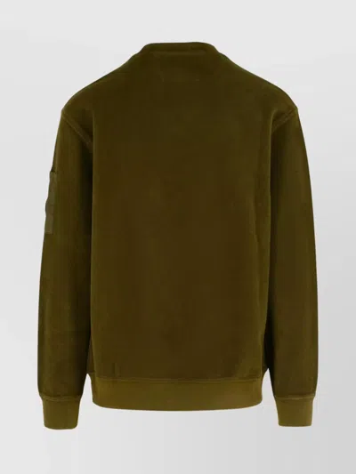 C.p. Company Military Cotton Sweater Featuring Arm Pocket In Green