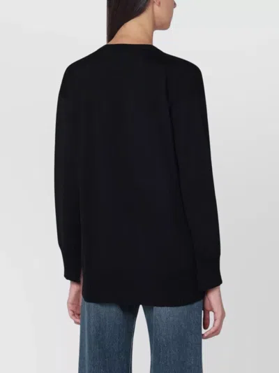 Roberto Collina Wool V-neck Sweater Long Sleeves In Black