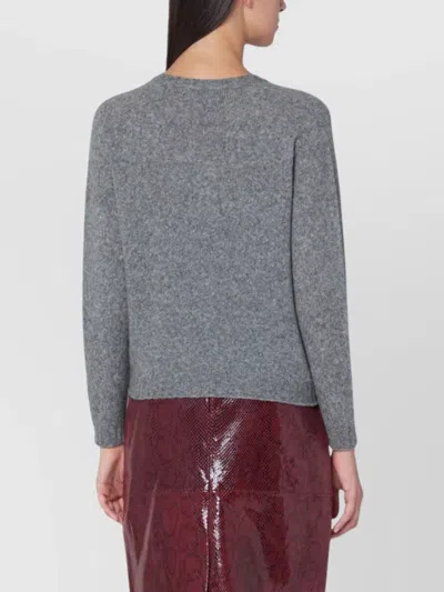 Roberto Collina Wool V-neck Sweater Long Sleeves In Gray