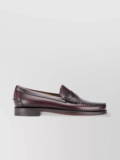 Sebago Leather Sole Loafer Penny Strap In Brown