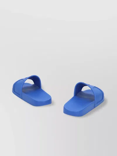 Valentino Garavani Wide Strap Open Toe Rubber Slides In Blue