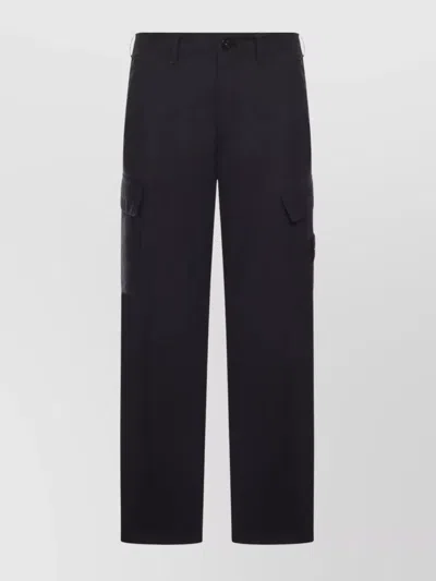 Stone Island Cotton Cargo Trousers In Black
