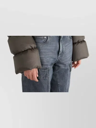 Rick Owens Hooded Puffer Jacket In Brown