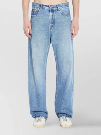 Jacquemus Denim Pants Topstitching Contrasting In Blue