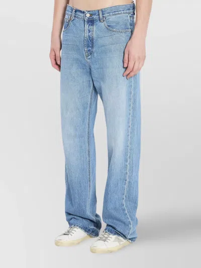 Jacquemus Denim Pants Topstitching Contrasting In Blue