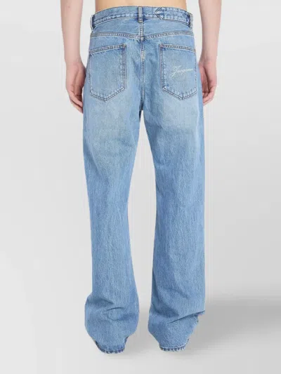 Jacquemus Denim Pants Topstitching Contrasting In Blue