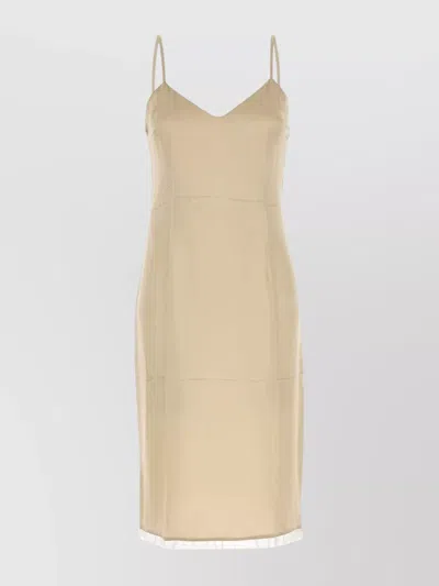 Prada Satin Dress With Spaghetti Straps And V-neckline In Gray