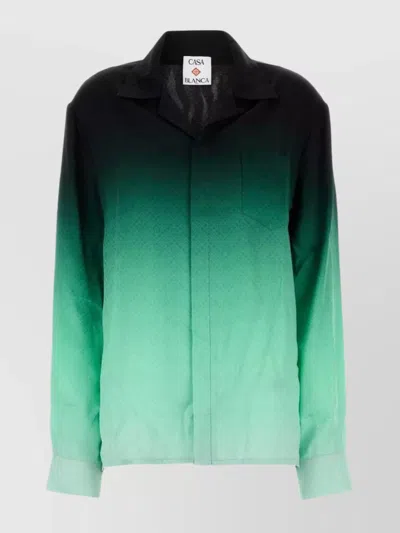 Casablanca 'ping Pong' Jacquard Silk Shirt In Green
