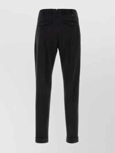 Pt Torino Grey Slim Pants With Concealed Closure In Virgin Wool Man In Black
