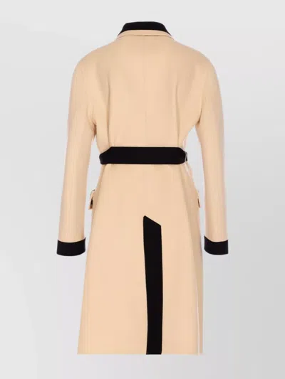 Valentino Ivory Black Single-breasted Coat In Neutral