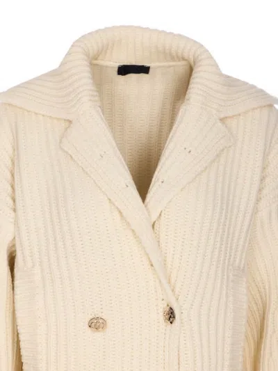 Liu •jo Wool Coat Double-breasted Shawl Collar In Metallic