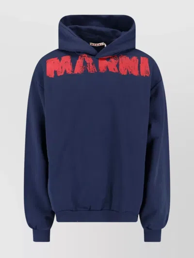Marni Sweatshirt With Maxi Logo Print In Blue