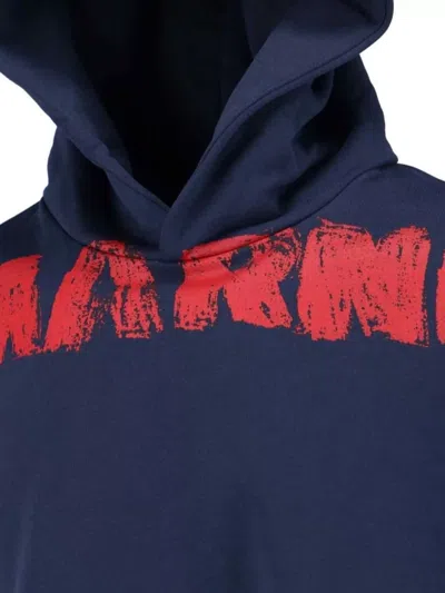 Marni Sweatshirt With Maxi Logo Print In Blue