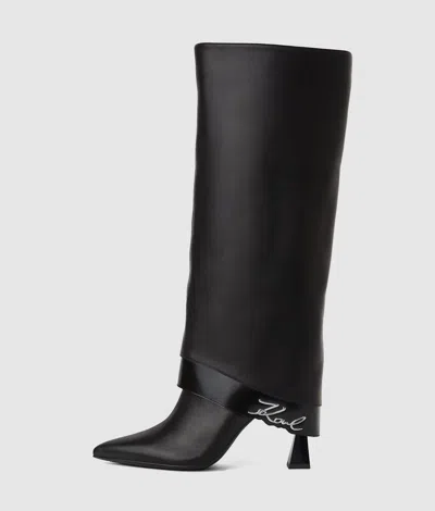 Karl Lagerfeld 90mm Debut Fold-down Knee-high Boots In Animal Print
