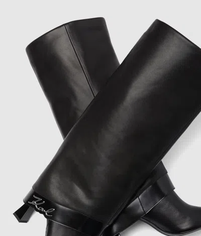 Karl Lagerfeld 90mm Debut Fold-down Knee-high Boots In Animal Print