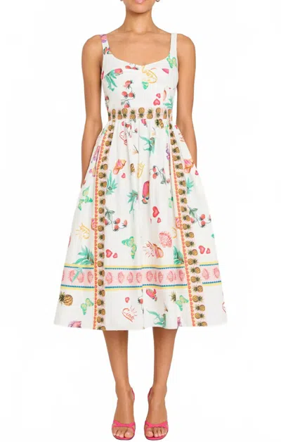 Amanda Uprichard Santorini Midi Dress In Postcard Print In White