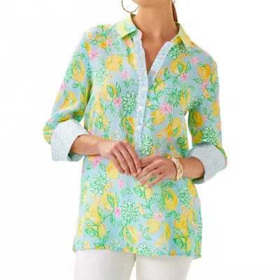 Lilly Pulitzer Riverlyn Pieced Print Tunic In Bluette Make Lemonade In Multi