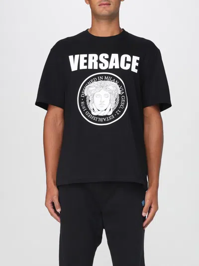 Versace T-shirt With Logo In Black