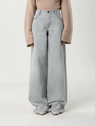 Ermanno Scervino Baggy Jeans With Embroidered Back Pockets In Gray