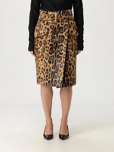 Balmain Ponyskin-style Leather Midi Skirt With Leopard Pattern In Animal Print