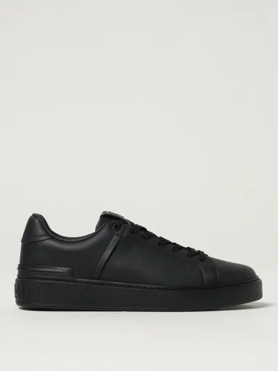 Balmain Court Round Toe Flat Sole Sneakers In Black