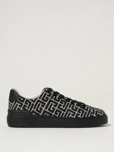 Balmain Monogram Jacquard B-court Trainers In Black