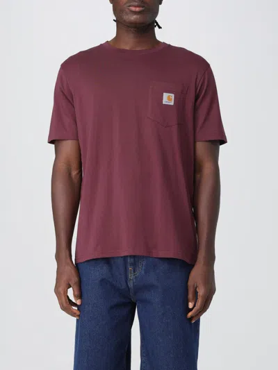 Carhartt Pocket Chest Crew Neck T-shirt In Burgundy