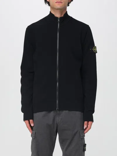 Stone Island Zip-up Sweatshirt With Logo In Black