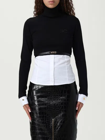 Elisabetta Franchi Cropped High Neck Knit Top In Black