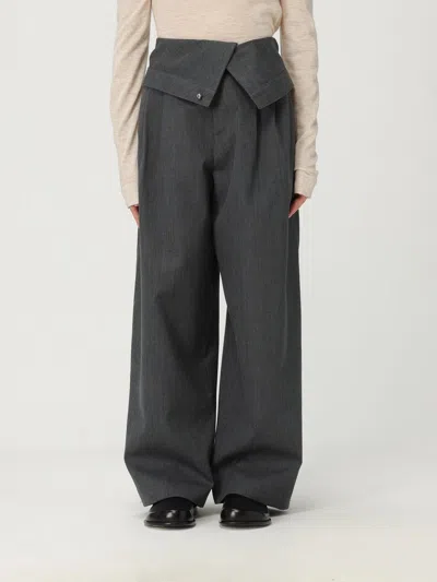 Jw Anderson J. W. Anderson Fold-over Design Grey Wool Trousers In Gray