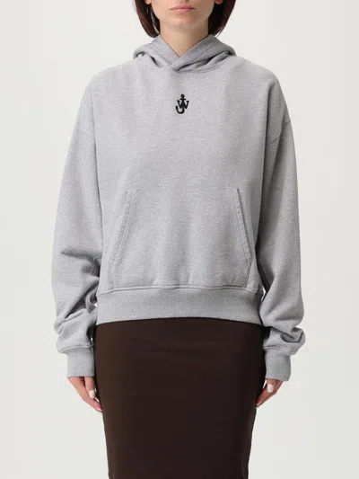 Jw Anderson J. W. Anderson Cropped Grey Hoodie With Relaxed Fit In Gray