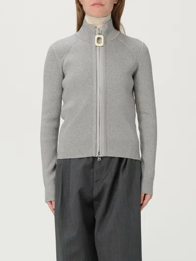 Jw Anderson J. W. Anderson Ribbed Zip-up Cardigan With High Collar In Brown