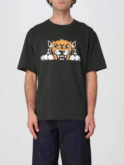 Kenzo Men's Green T-shirt With Tiger Print In Green