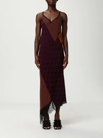 Moschino Shoulder Strap Dress In Burgundy