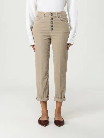 Dondup Five-pocket High-waisted Pants With Rolled Cuffs And Decorative Buttons In Gray
