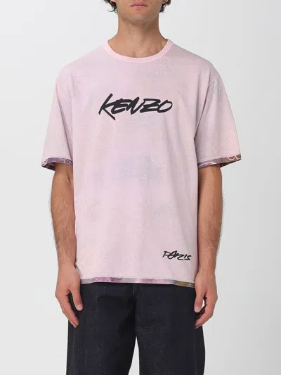 Kenzo Graphic Crew Neck T-shirt In Pink