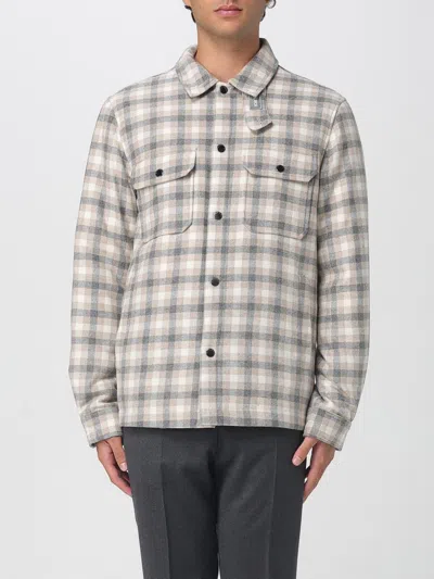 Woolrich Plaid Pattern Collared Jacket Chest Pockets In Brown