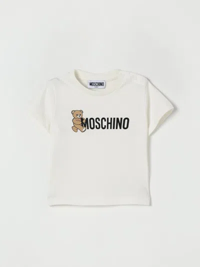 Moschino Ivory T-shirt For Babykids With Teddy Bear In White