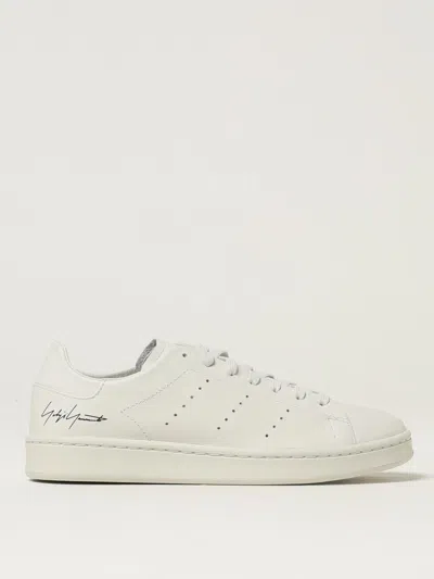Y-3 White Leather Sneakers With Rounded Toe And Lace-up Closure