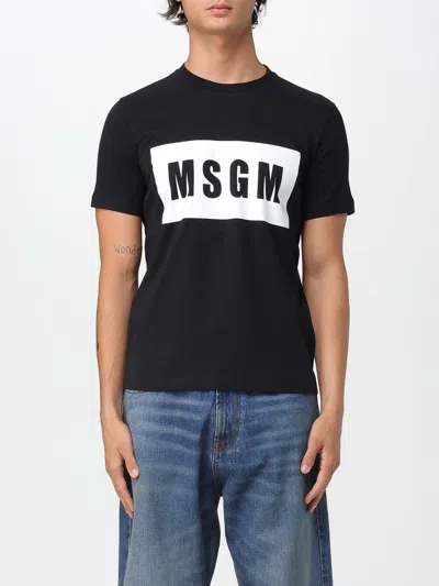 Msgm Black Cotton T-shirt In Black