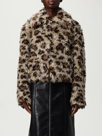 Msgm Leopard Print Faux Fur Coat With Wide Collar In Animal Print