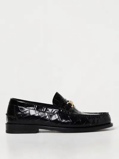 Versace Medusa Croc-effect Leather Loafers In Black