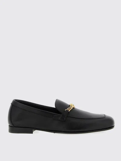 Versace Medusa Chain Leather Loafers In Nero-oro