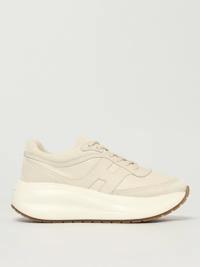 Hogan Leather Sneakers With Contrast Platform Sole In White