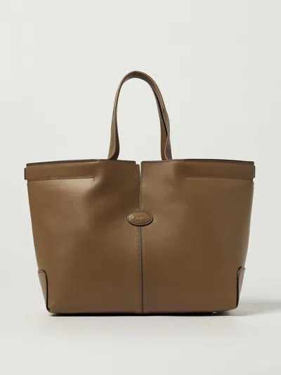Tod's Hand Stitched Tote Bag In Brown