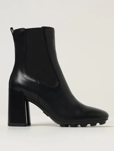Hogan Pump Booties With Block Heel And Elastic Side Panels In Black